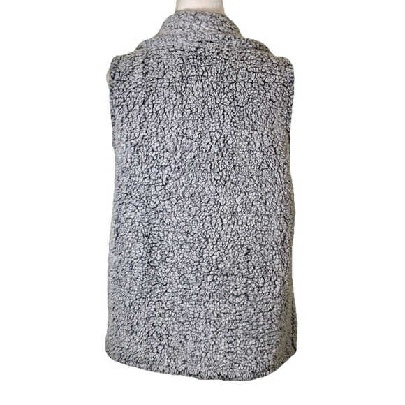 Eddie Bauer Women's Gray Sherpa Fuzzy Vest Open Front Teddy Fleece Cozy Soft Med - Picture 3 of 8